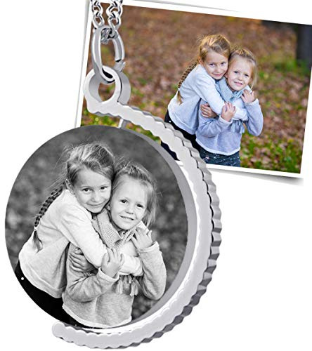 Anhänger mit Bild Gravur Kettenanhänger Dame Geschenk für Mama - inkl. Fotogravur Bildgravur - Edelstahl AH443biac-1 - mit AMAZON KONFIGURATOR direkt online gestalten !
