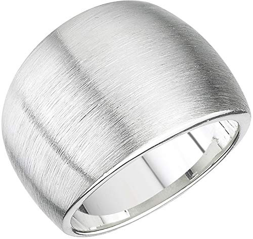 Vinani Damen-Designring, 925 Sterling Silber – abgerundeter, bauchiger, massiver Ring mit matter Oberfläche, handgefertigter zeitloser Schmuck für Frauen, elegantes und vielseitiges Accessoire, 2RAL62