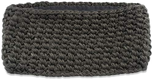 styleBREAKER virkat pannband i grovstickad modell med termofleece,Mörkgrå | Loop-halsduk, 28 cm bred (elastisk 48-64 cm), 12,5 cm hög, polyakryl, risgrynstruktur, isolerande.