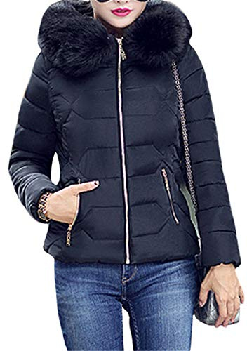 EFOFEI Femme Petite Doudoune Longue Capuche Hiver Parka Fausse Fourrure Manteaux Outwear