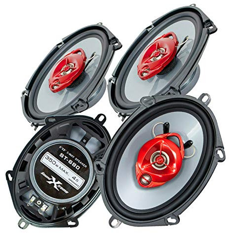 Xtremevision 4X Soundxtreme ST-680 5x7 Inch / 6x8 Inch 3-Way 700 Watts Coaxial Car Speakers 4-Ohm Polypropylene Mid-Woofer Cone Material Polyester Foam Speaker Surround