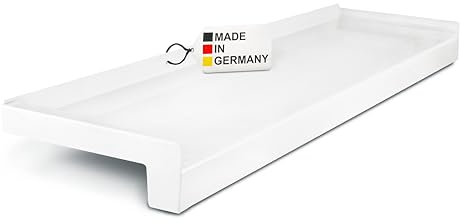 TJ Fensterbank Außen I 210 mm x 500 mm I Weiß RAL 9016 I hochwertiges Aluminium Fensterbrett mit Seitenabschluss I pflegeleichter & langlebiger Alu Fenstersims I pulverbeschichtete Außenfensterbank