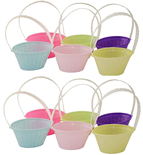 Set of 12 Mini Easter Baskets With Carry Handles Egg Hunt Game Gift Basket For Kids