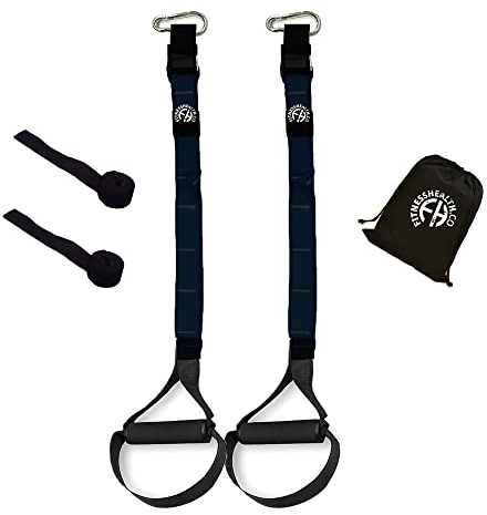 Fitness Health Suspension Bodyweight Trainer System Kit Sling Training Strap Resistance Kit with Door Anchor and Handles for Home Gym Fitness with Workout Guide Exercise Travel and Indoors & Outdoors