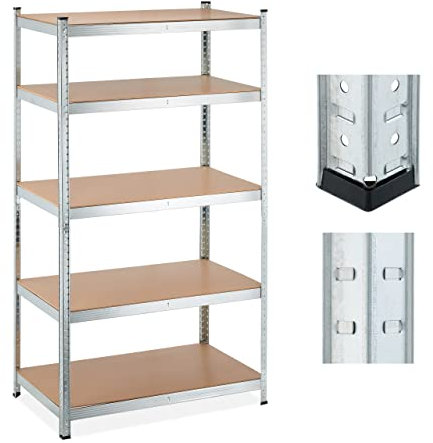 Relaxdays Estantería Metálica Cargas Pesadas, 5 Baldas, 180x100x60 cm, Resiste hasta 1250 kg, Taller, Garaje, Plateado