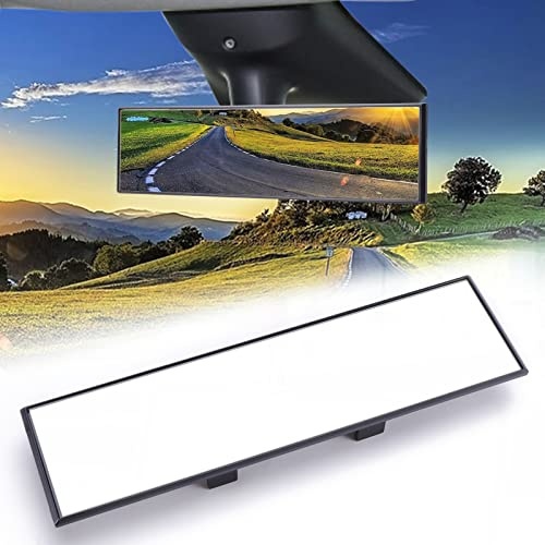 TRANSWARPS Rear View Mirror, Universal Interior Clip-on Wide Angle Mirror,Flat HD Rearview Mirror, Anti Glare, Clear Tint, Accessories for Car SUV Trucks Vehicles (11*3)