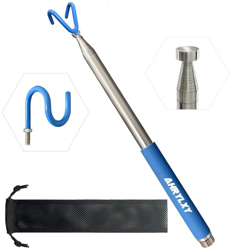 AHRYLXY Teleskop-Tonabnehmer, Magnetstange mit 3 Haken, 3 m, Teleskop-Zugstange, Drahtgreifer, Greifer, Scheibe, Golf-Zubehör | Teleskop-Drahtgreifer, Scheiben-Golf-Retriever-Stange, Discgolf-Zubehör