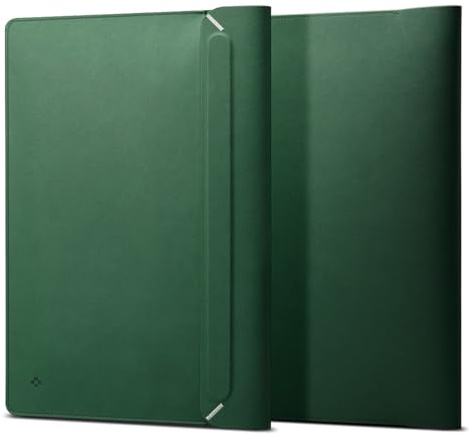 Spigen Valentinus Laptop Sleeve 15/15.6/16 Inch, Compatible with MacBook Pro, Built in Magnetic Flap, Leather Laptop Case - Green
