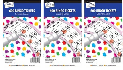Great British Home Bingo Tickets Bundle - 3 Packs of Bingo Books with 600 Tickets Each for a Total of 1800 Bingo Tickets for Bingo Game Nights bundled