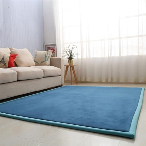 ZIKGER korallen Samtmatte, Teppich Kinderzimmer Gymnastik Teppich, Dick Krabbelteppich,Schlafzimmern-A-120 * 120cm
