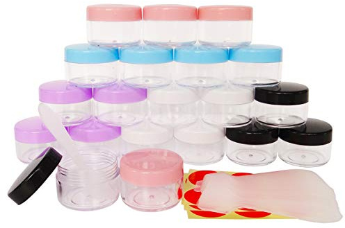Wopanxye 20pcs 15g Probedöschen nailart 15ml Leerdose Kosmetikbehälter Cremedosen Schrauben klarer Tiegel Mini Dosen mit Schraubverschluss für Kosmetik, Lippenbalsam, Salben Pulver, Behälter Proben