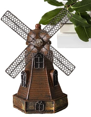 Moulin à Vent en métal, Figurine en métal, Statue de Moulin à Vent en métal | Modèle de moulins à Vent hollandais rétro Statue Miniature décoration Vintage Figurine Vintage fabriquée à la