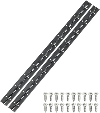 sourcing map 20 Inch Continuous & Piano Hinges, 2pcs Stainless Steel Continuous Hinges with Holes, for Boat Cabinet Door Box Furniture, Black