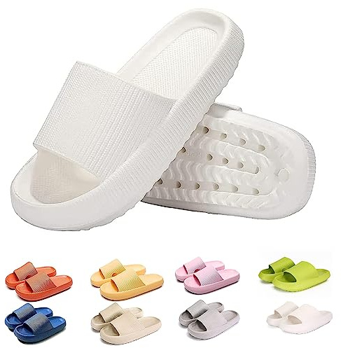 Oveallgo Qloudstep The Original Cloud Shoe, Cloud Walk Running Like On Clouds. Cozyslides Cosy Slides Slippers, White, 8/8.5 UK