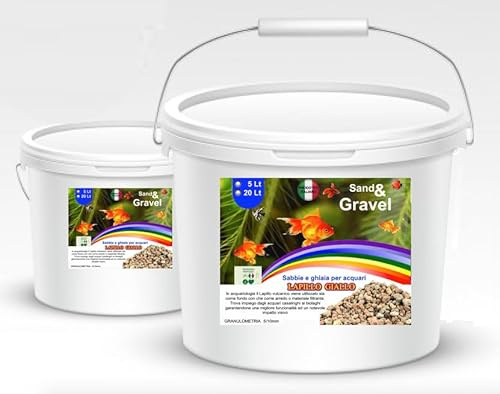 Lapillo Vulcanico - Ghiaia per Acquario e Piante - Sassolini Decorativi per Vasi - Sassi per Giardino (10/15 mm Giallo, 5 Litri)