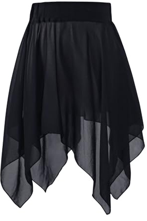 Avrigirl Knee Length Teen Girls Ballet Skirt Pull on Asymmetric Dance Skirt for Women