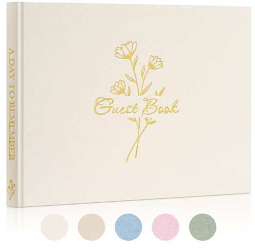 Lanpn Gästebuch Hochzeit Blanko mit 108 Seiten, Leinen Gästebuch Geburtstag, Hochzeitsbuch Gästebücher Hochzeitsalbum Hochzeitsgästebuch, Gästebuch für Jubiläen Geburtstage Babyparty Taufe (Creme)