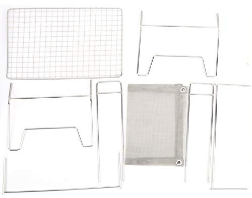 Edelstahl-Klappgrill, Outdoor-Grillofen, Klappgrill mit Backnetz, BBQ, Camping