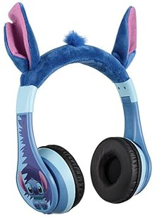 eKids Disney Stitch Casque Bluetooth sans Fil avec Microphone avec Cordon auxiliaire, Volume réduit pour Enfants, pour l'école, la Maison ou Les Voyages