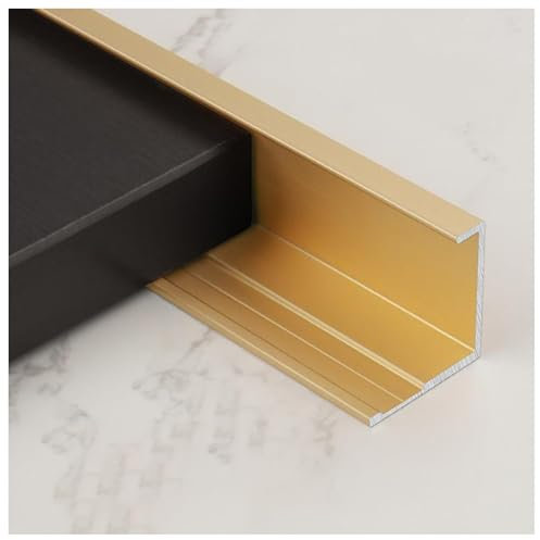 XYUERU Fliesenzierleisten, Fliesenschiene Aus Aluminiumlegierung, Übergangsschiene, 300 cm Übergangsprofil, Eckprofil for Fliesenendstreifen, Winkelprofil for Kantenschutz(Gold,5mm)