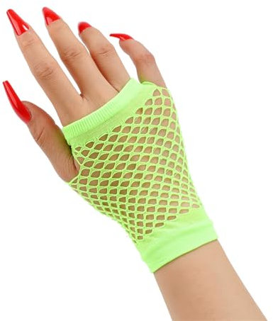 JekyTMP 3 Paar Fingerlose Netzhandschuhe Damen Fischnetz Handschuhe Fishnet Gloves Netz Armstulpen Spitzenhandschuhe Netzärmel Mode Opernhandschuhen Rock Handschuhe für Hochzeiten Opern (Hellgrün)