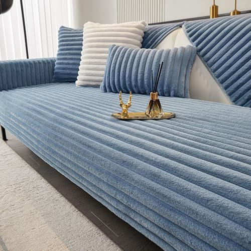 Aocase Couch üBerzug, PlüSch-Sofabezug, L Form SofaüBerwurfe, Flauschiger Sofabezug, Ecksofabezug, 1-, 2-, 3-, 4-Sitzer, Rutschfester Sofabezug, Haustier-Sofaschutz,G08,110×240cm