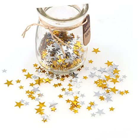 OKUMEYR 1 Paquete De Confeti De Pentagrama De 6mm Y 10mm, Confeti Con Purpurina Mixta, Decoraciones De Mesa Para Fiestas, Bodas Y Festivales (dorado Y Plateado)