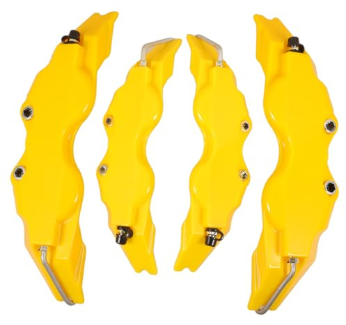 TOPPERFUN Cubiertas De Pinza De Freno Amarillas 2 Juegos Compatible Automóviles Instalación Sencilla Accesorios De Modificación Protección De Frenos Delanteros y Traseros