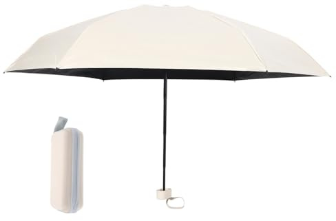 FRCOLOR Mini Parapluie De Poche Parasol De Voyage Parapluie Pour Femme s Soleil Portable Mesdames Uv Petit Pour Dames Pliable Imperméabilisant Tissu D'impact Beige
