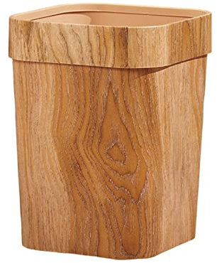 KiBcsLic Papelera de Polipropileno con de Madera para Dormitorio, Oficina, Habitación Interior, a