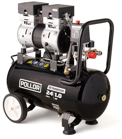 POLLOR 24L Air Compressor Low Noise Oil Free Electric Portable 5.2CFM with Pressure Regulator (24L)