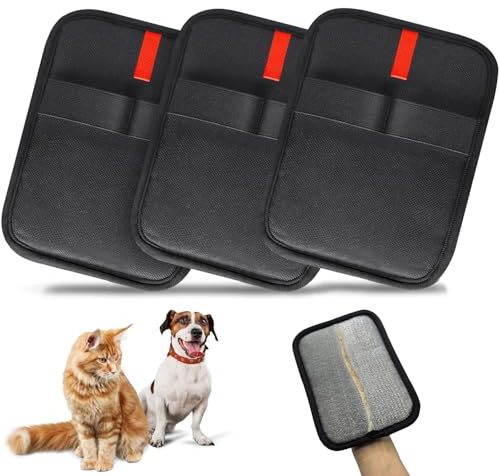YSYONBOE Lot de 3 Gant Poil Chat Chien Brosse Poils Animaux, Réutilisable Gants d'épilation pour Enlever Les Poils d'animaux Gants de Toilettage Brosse Anti Poils pour Canapé Meubles Tapis Siège Auto