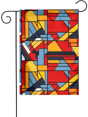 XBKGOHA Komposition in Rot, Gelb, Blau und Schwarz, Bild Garten Fahnenmast Outdoor Hofdekoration Mode 30,5 x 45,7 cm