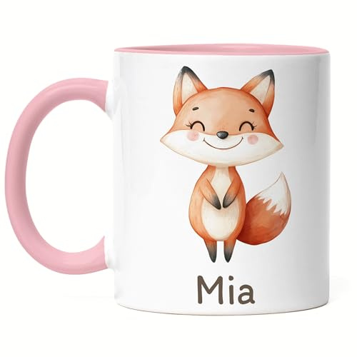 Kiddle-Design Kindertasse mit Namen Personalisiert, Personalisierte Tasse Kinder mit Elefant, Namenstasse Elefanttasse, Kinderbecher als Geschenk zur Geburt, Taufe Weihnachten - Tasse Weiß