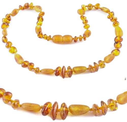 Bernsteinkette Handgefertigt – Echter Naturbernstein Schmuck für Damen, Herren & Teenager – Unisex Kette, Ostsee Bernstein, Geschenkidee, Glücksbringer, Edelsteinkette