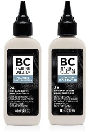 Beautiful Collection Semi-Permanent Hair Color, 3oz (2A Rich Dark Brown, 2pack)