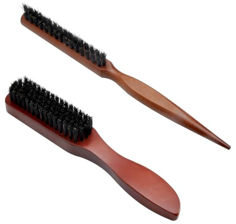 Hautllaif 2 Stück Wildschweinborsten Bürste – Haar- & Bartbürste für Männer, Naturborsten Styling Bürste mit ergonomischem Griff, Sleek Bun & Beard Brush für gepflegtes Haar und Bart