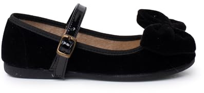 Pisamonas Ballerine Velluto Fiocco Grande Cinturino Vernice Misurare 32 Colore Nero