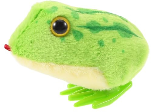 ORFOFE Wear-resistant Plush Frog for Boy Girl Year Old Soothing Clockwork Animal Plaything with Simulated Hopping Legs Soft Crawling Encouragement for Boy Girl