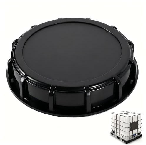 Kontazmi IBC-lock 163 mm – tanklock och IBC-tanktillbehör för 1 000 l IBC-vattentank, regntunna akvarium och trädgårdbevattningslock för att skydda behållaren (svart)