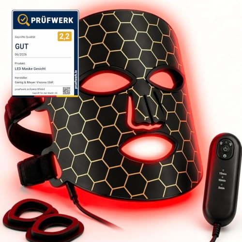 HOMEXO LED Gesichtsmaske Lichttherapie, 7 Farben, 850nm Rotlicht