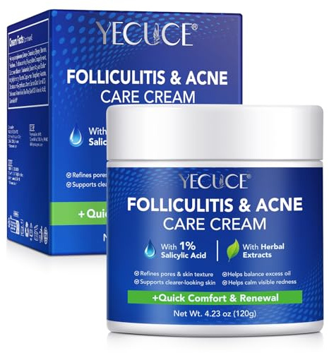 Folliculitis & Acne Treatment Cream - Salicylic Acid & Herbal Extracts for Scalp, Face, Body & Skin - Soothes Irritated Skin, Redness & Itch Relief, 120g