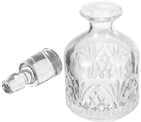 Genérico Botella de Vidrio para Whisky y Brandy 280 Ml Tapón de Decantador de Vidrio para Uso en Carritos de Bar y Decoración Elegante