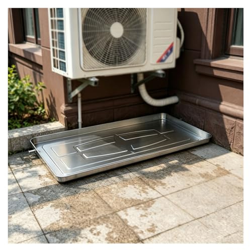 Bandejas Acero Inoxidable, Bandeja Condensados, Con Tubo De Drenaje Y Kit De Instalación, Bandeja Para Aire Acondicionado, Para Balcones Y Patios(1000 * 475 * 38mm,5m water pipe)