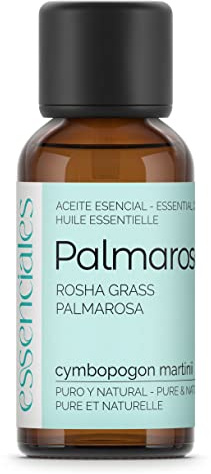 ESSENCIALES Aceite Esencial de Palmarosa 30 ml – 100% Puro y Natural – Aroma Natural – Ideal para Difusor, Cosmética DIY y Aromaterapia