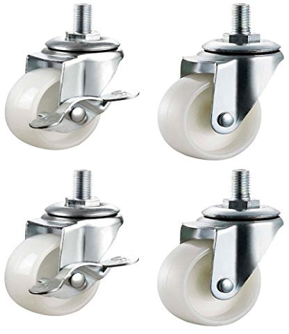 Qty. 4 x 50mm Nylon Swivel Castors with Brakes - Furniture, Appliance & Equipment Small Wheels by Bulldog Castors - Max 110Kg Per Set