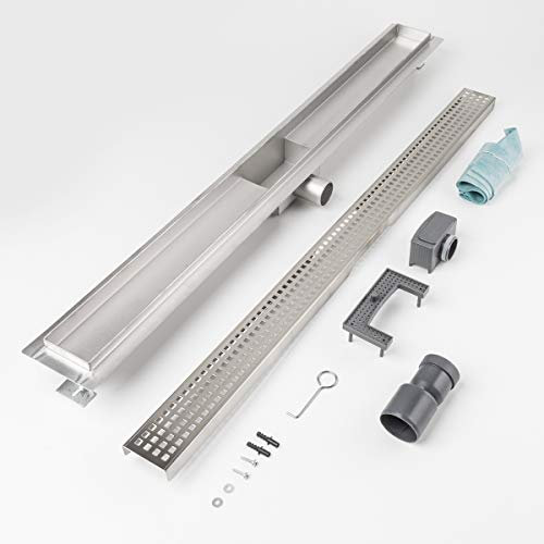 LST Duschrinne Quadrate 900 x 70 mm höhenverstellbar Duschablauf Duschrost gelocht
