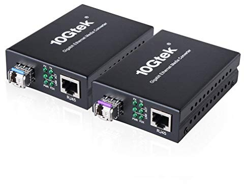 H!Fiber.com una coppia di Bidi Gigabit Ethernet Media Converter, da 1,25G SFP a RJ45 da fibra a rame, ricetrasmettitore Bidi SFP incorporato (1000Base-LX, 20km, monomodale simplex LC)