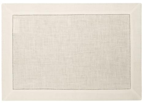 Cuore di lino - Tovaglietta Americana in Puro Lino 100% Made in Italy Ajour Bianco Panna 35x50cm