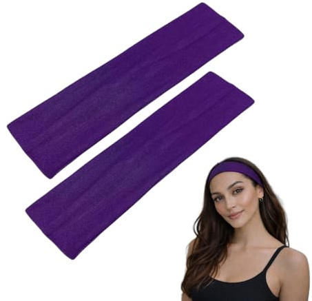 5 cm breite Haarbänder, einfarbig, Stretch, Kylie, Stirnband, Bandeau, Unisex (lila)